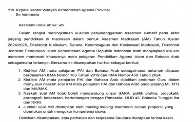 Kementerian Agama Siapkan Kisi-Kisi Asesmen Madrasah Tahun 2024/2025